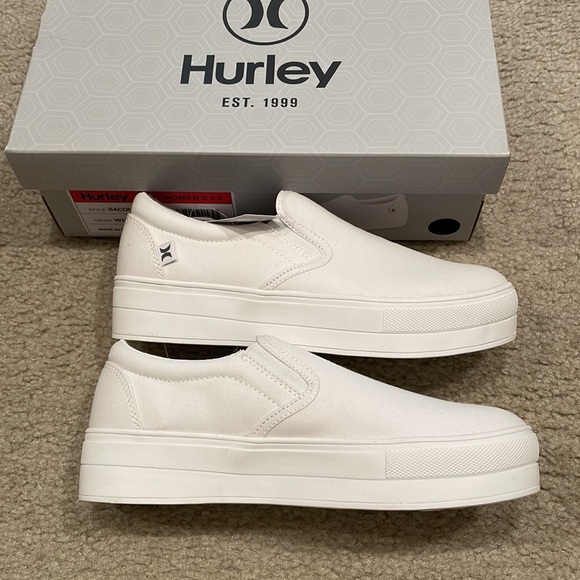 Hurley Ladies' Platform white canvas Slip-on Shoe brand new with box - Picture 3 of 6
